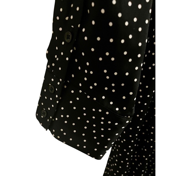NWT Quince Silk Maxi Shirt Dress Black White Polka Dot Belted Size L - Picture 8 of 10